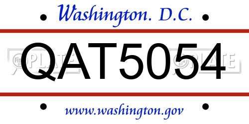 QAT5054 District Of Columbia License Plate