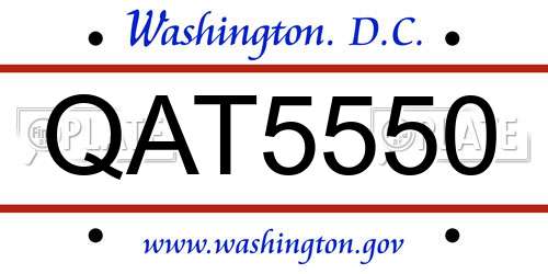 QAT5550 District Of Columbia License Plate