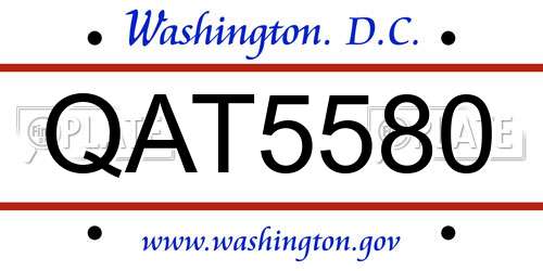 QAT5580 District Of Columbia License Plate