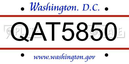 QAT5850 District Of Columbia License Plate