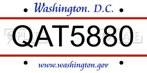 QAT5880 District Of Columbia License Plate