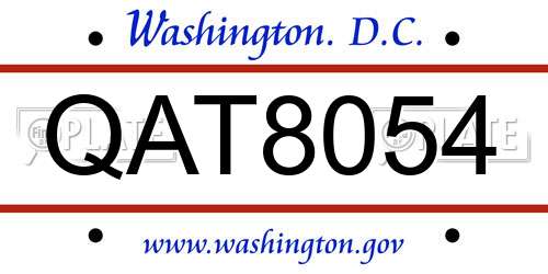 QAT8054 District Of Columbia License Plate