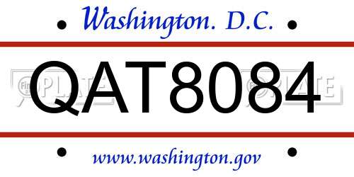 QAT8084 District Of Columbia License Plate