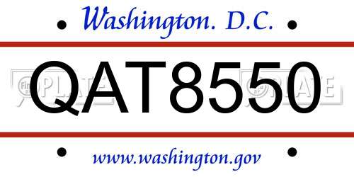 QAT8550 District Of Columbia License Plate
