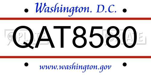 QAT8580 District Of Columbia License Plate