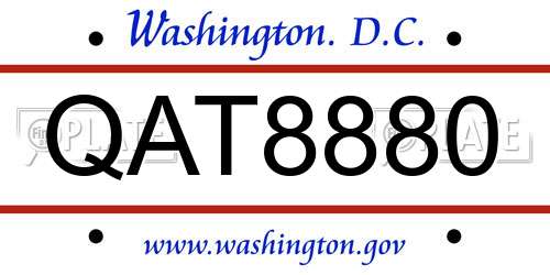 QAT8880 District Of Columbia License Plate