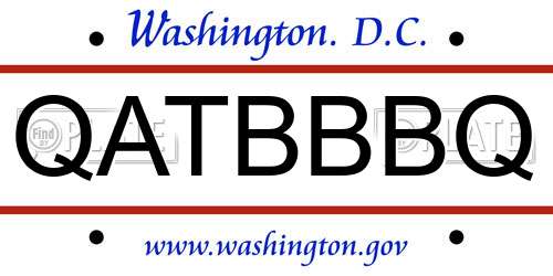 QATBBBQ District Of Columbia License Plate