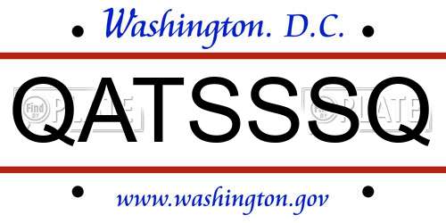 QATSSSQ District Of Columbia License Plate