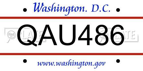 QAU486 District Of Columbia License Plate