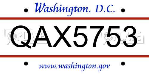 QAX5753 District Of Columbia License Plate