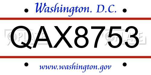 QAX8753 District Of Columbia License Plate