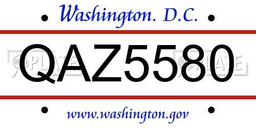 QAZ5580 District Of Columbia License Plate
