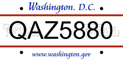 QAZ5880 District Of Columbia License Plate