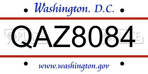 QAZ8084 District Of Columbia License Plate