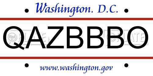 QAZBBBO District Of Columbia License Plate