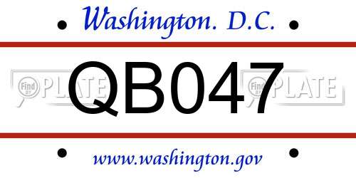 QB047 District Of Columbia License Plate