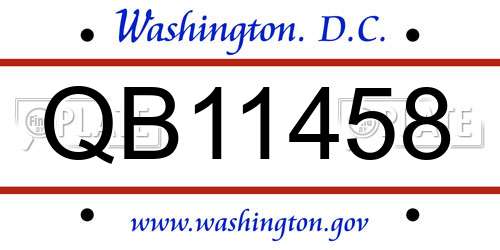QB11458 District Of Columbia License Plate