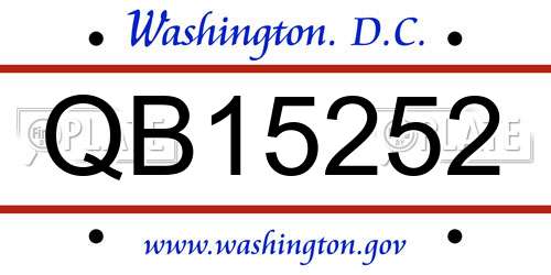 QB15252 District Of Columbia License Plate