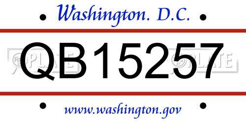 QB15257 District Of Columbia License Plate