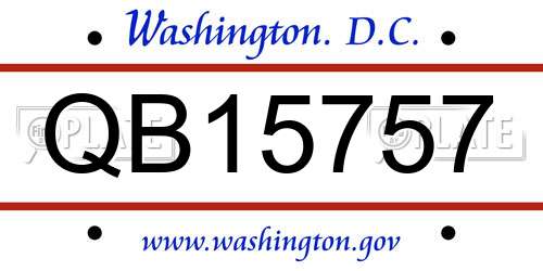 QB15757 District Of Columbia License Plate
