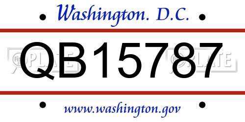 QB15787 District Of Columbia License Plate
