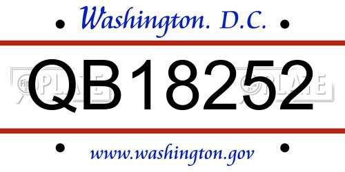 QB18252 District Of Columbia License Plate