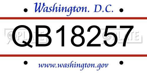 QB18257 District Of Columbia License Plate