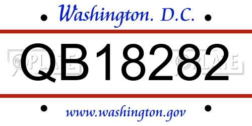 QB18282 District Of Columbia License Plate