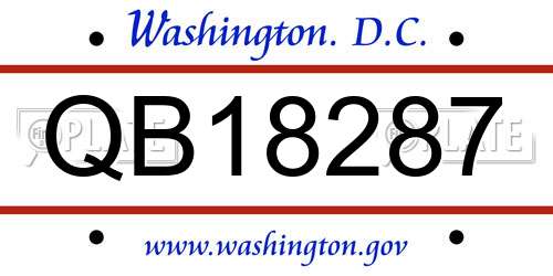QB18287 District Of Columbia License Plate