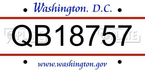 QB18757 District Of Columbia License Plate