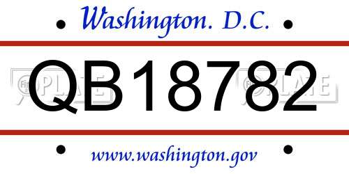 QB18782 District Of Columbia License Plate