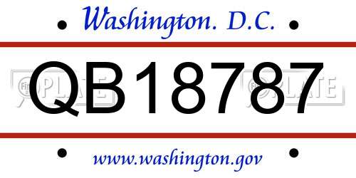 QB18787 District Of Columbia License Plate