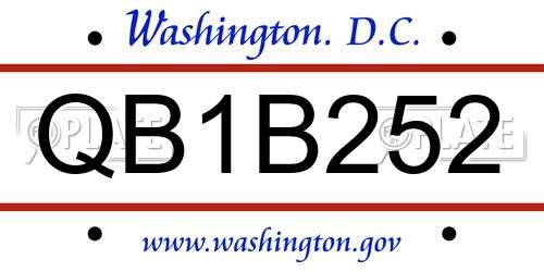 QB1B252 District Of Columbia License Plate