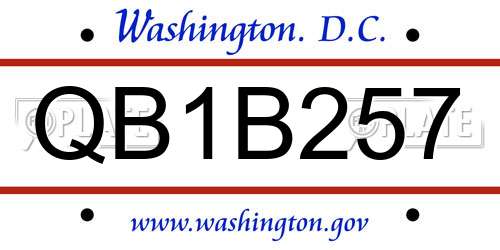 QB1B257 District Of Columbia License Plate