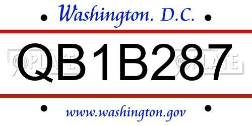 QB1B287 District Of Columbia License Plate