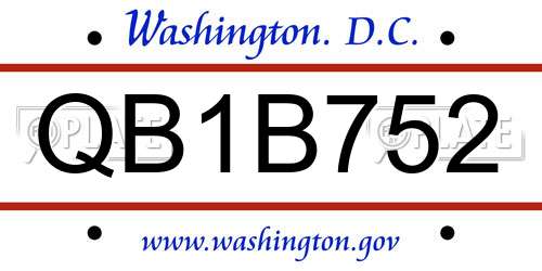QB1B752 District Of Columbia License Plate