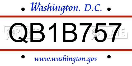 QB1B757 District Of Columbia License Plate
