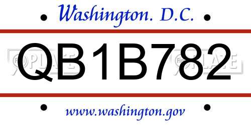 QB1B782 District Of Columbia License Plate