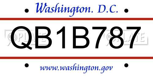 QB1B787 District Of Columbia License Plate