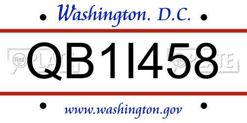 QB1I458 District Of Columbia License Plate