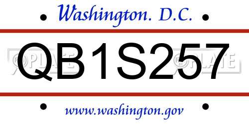 QB1S257 District Of Columbia License Plate