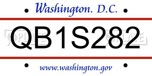 QB1S282 District Of Columbia License Plate