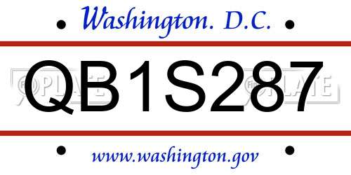 QB1S287 District Of Columbia License Plate