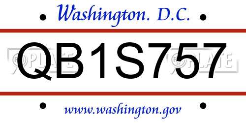 QB1S757 District Of Columbia License Plate