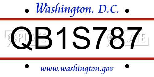 QB1S787 District Of Columbia License Plate