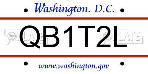 QB1T2L District Of Columbia License Plate