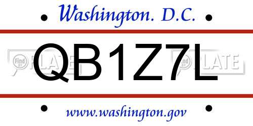 QB1Z7L District Of Columbia License Plate