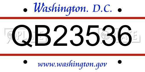 QB23536 District Of Columbia License Plate