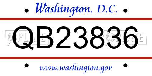 QB23836 District Of Columbia License Plate