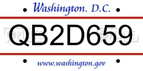 QB2D659 District Of Columbia License Plate
